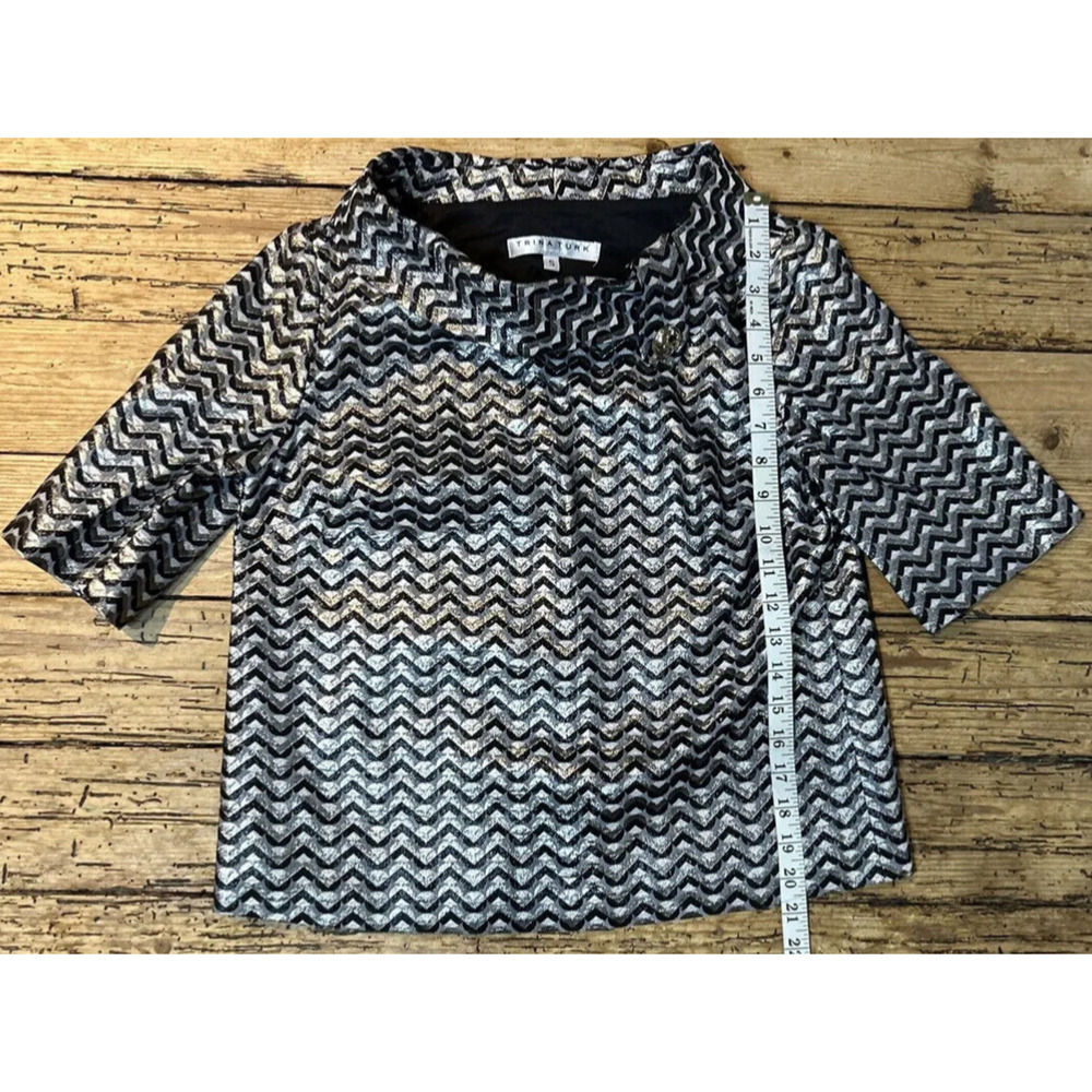 Trina Turk Womens Size S Black/White/Silver Eastern Luxe Saya Top NWOT - Picture 4 of 8